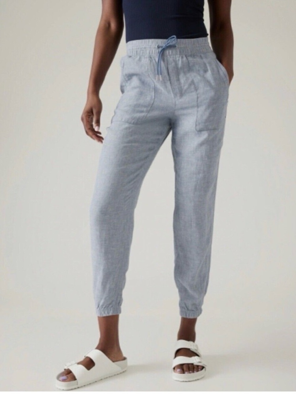 Athleta 100% Linen Retreat Chambray Jogger Pants- Size 8